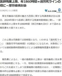 医師残業　年1860時間